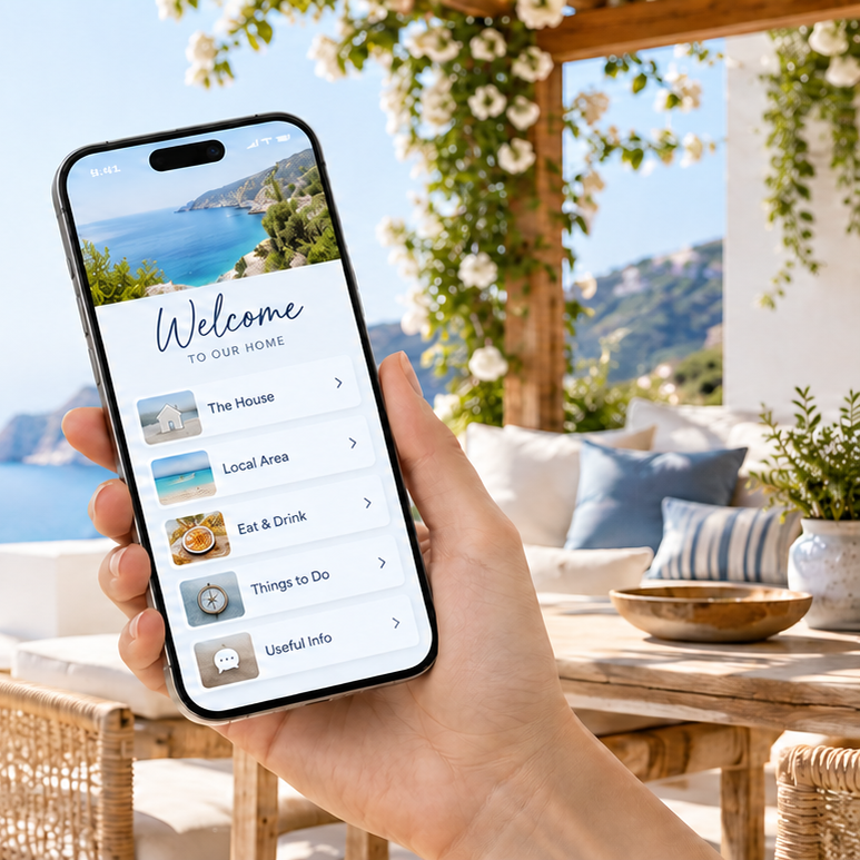 Digital welcome book displayed on a phone